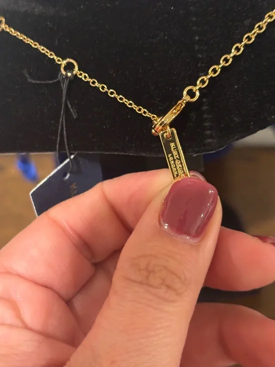 Kurt Geiger Gold Tone Oval Pendant Necklace with Pave Bail - Picture 7 of 10